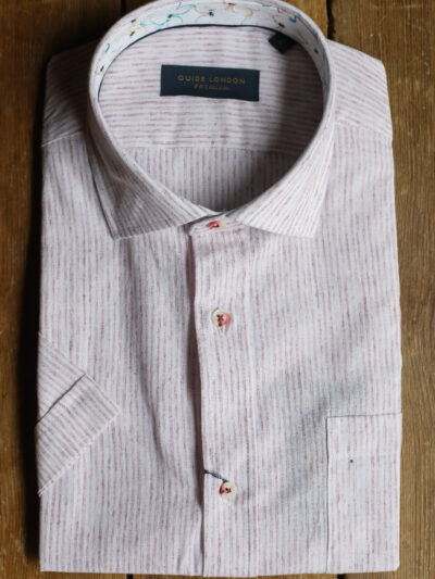 Guide London Short Sleeve Shirt - Soft Pink Stripe