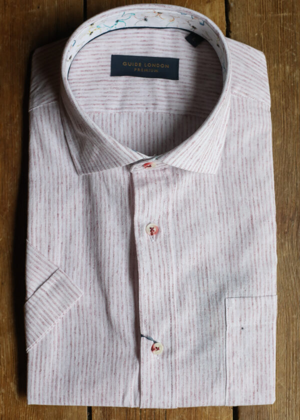 Guide London Short Sleeve Shirt - Soft Pink Stripe