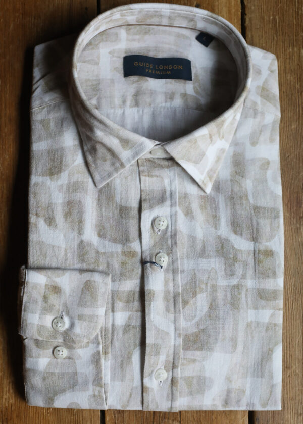 Guide London Shirt - Linen Blend Block Print