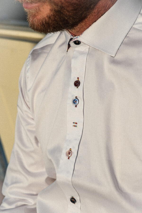 Guide London Shirt - White with Pink Detail - Image 3