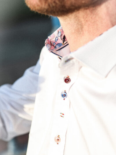Guide London Shirt - White with Pink Detail