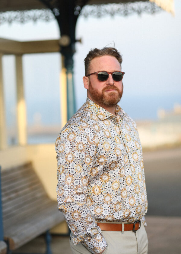 Guide London Shirt - Gold & Blue Geometric - Image 4