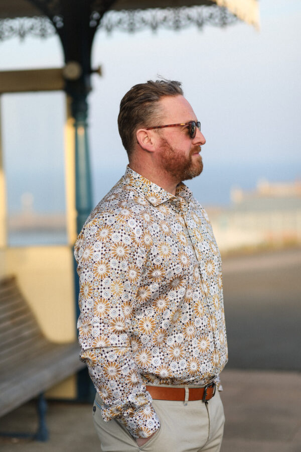Guide London Shirt - Gold & Blue Geometric - Image 3