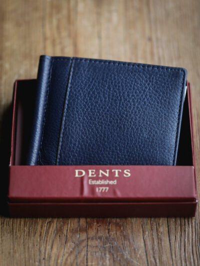 Dents - Cherwell Leather Money Clip Wallet - Navy/Cognac