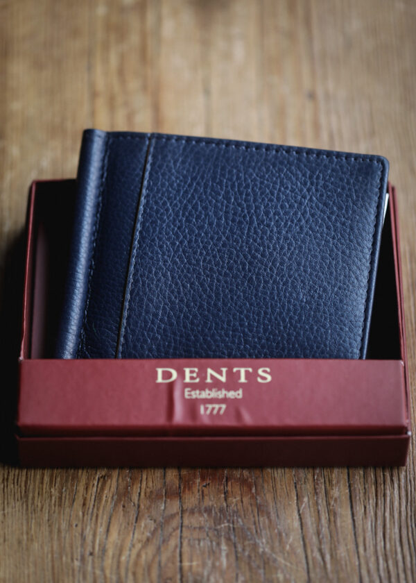 Dents - Cherwell Leather Money Clip Wallet - Navy/Cognac