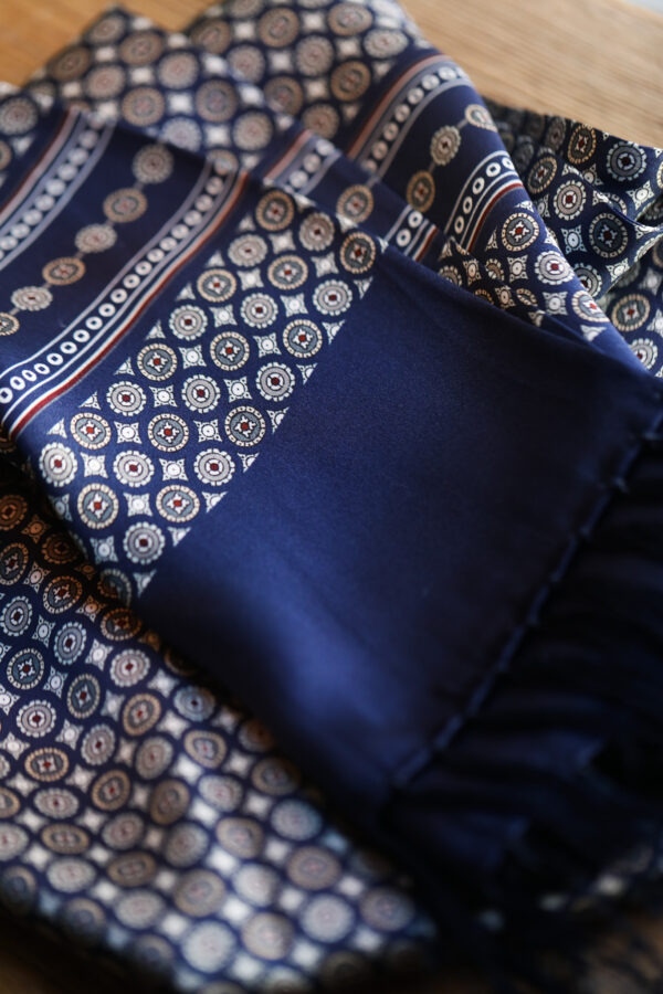 Tootal Silk Scarf - Navy Circle Design
