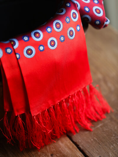 Tootal Silk Scarf - Bordeaux Circle Design
