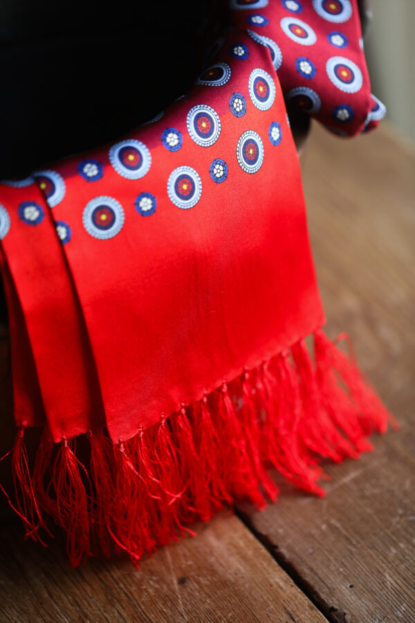 Tootal Silk Scarf - Bordeaux Circle Design