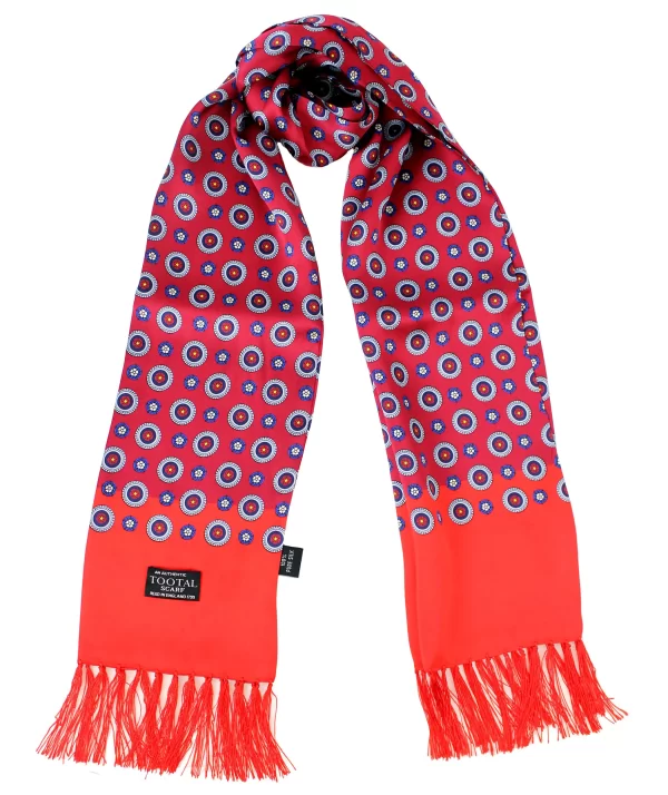 Tootal Silk Scarf - Bordeaux Circle Design - Image 2